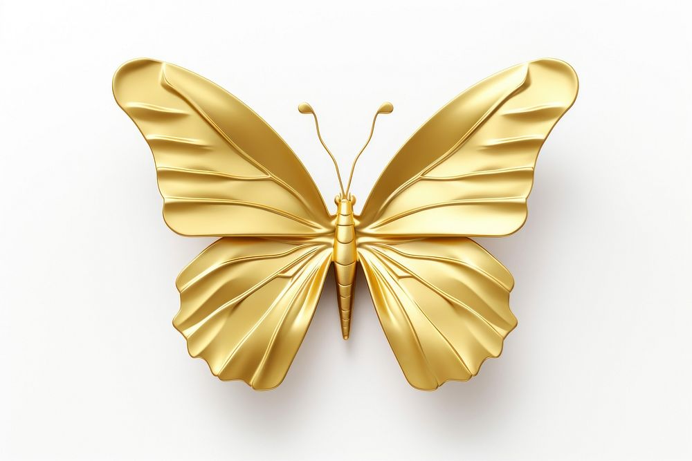 Butterfly flying gold white background accessories.