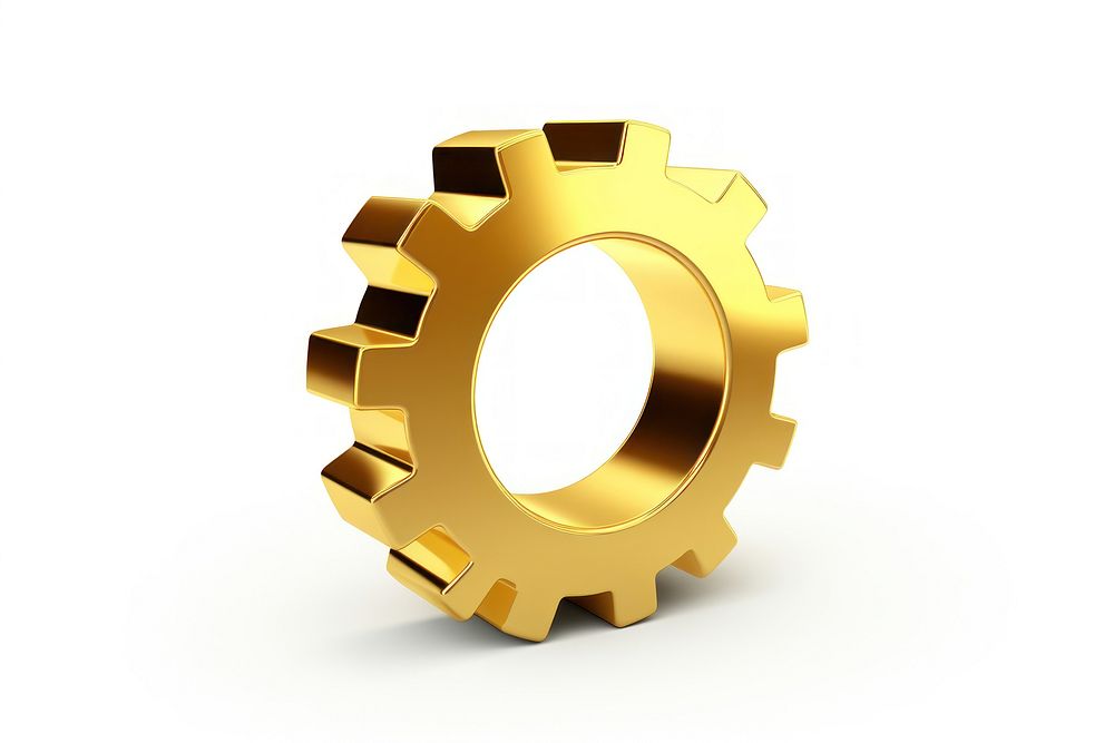 Gear line icon gold white background technology.