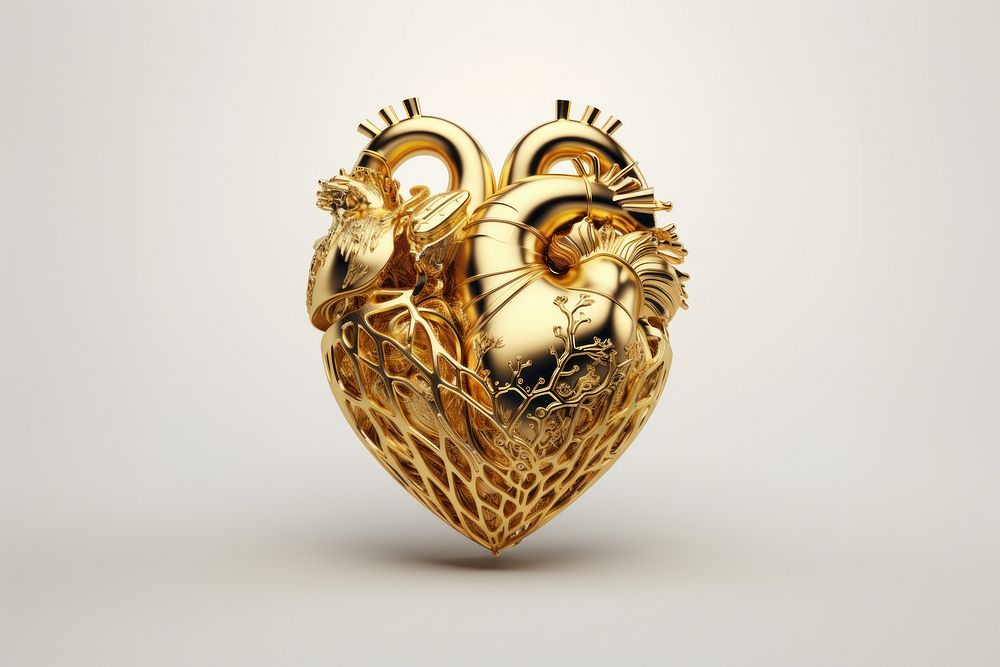 Heart of cut in half gold jewelry pendant.