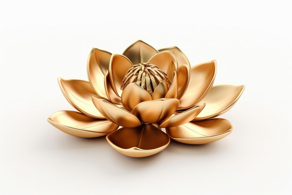 Lotus flower gold jewelry brooch.