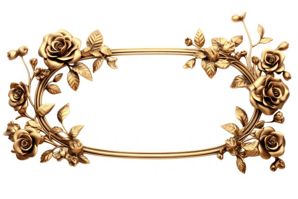 Luxury rose frame jewelry gold white background.