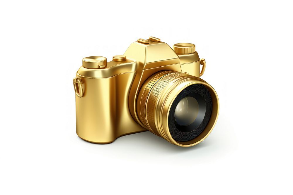 Simple camera icon gold white background photographing.