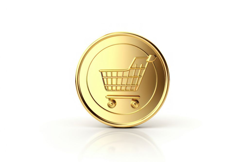 Simple shopping icon gold money coin.