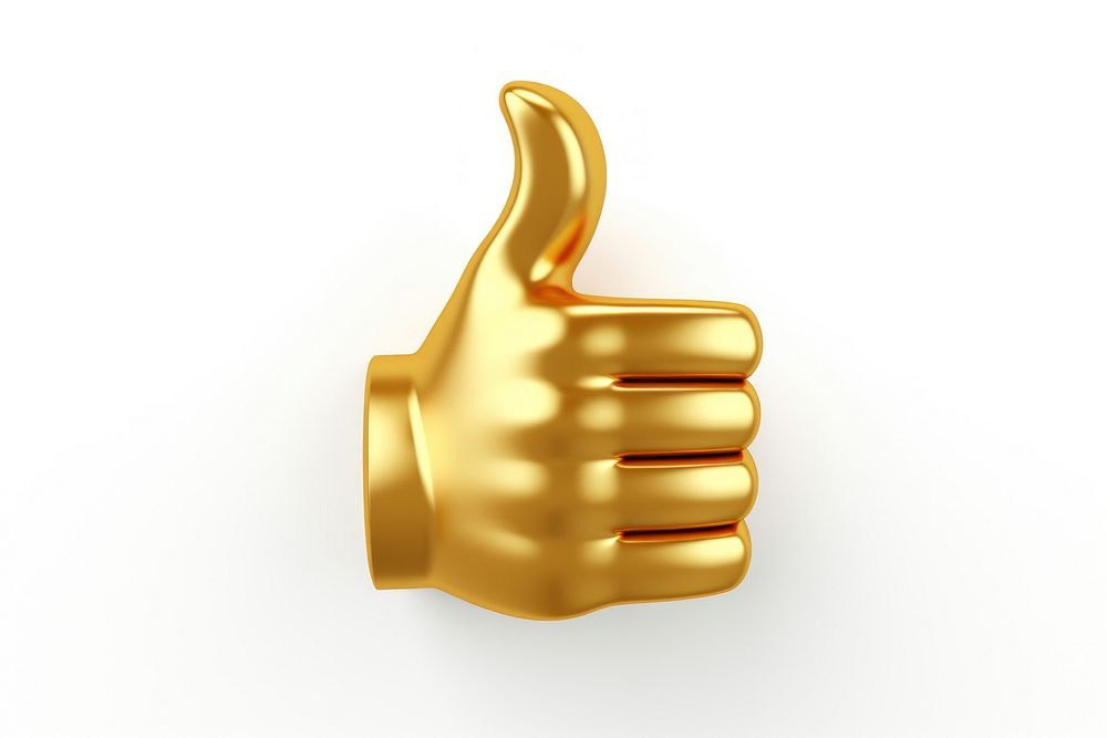 Simple thumb up hand icon gold finger shiny.