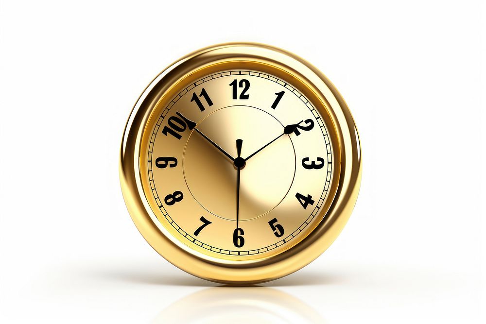 Simple vintag clock icon gold white background astronomy.