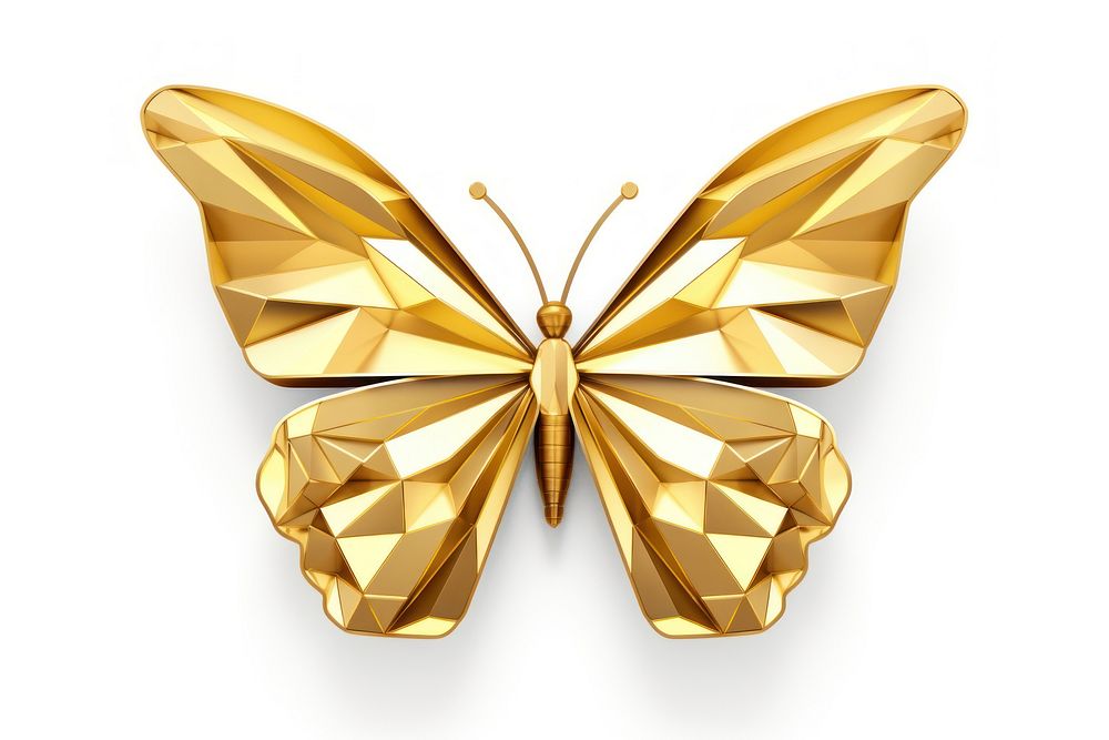 Polygon butterfly gold jewelry shiny.