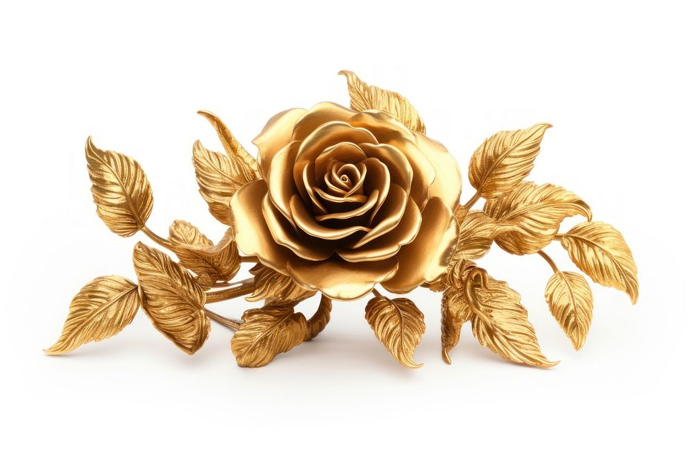 Rose bouquet jewelry brooch gold.