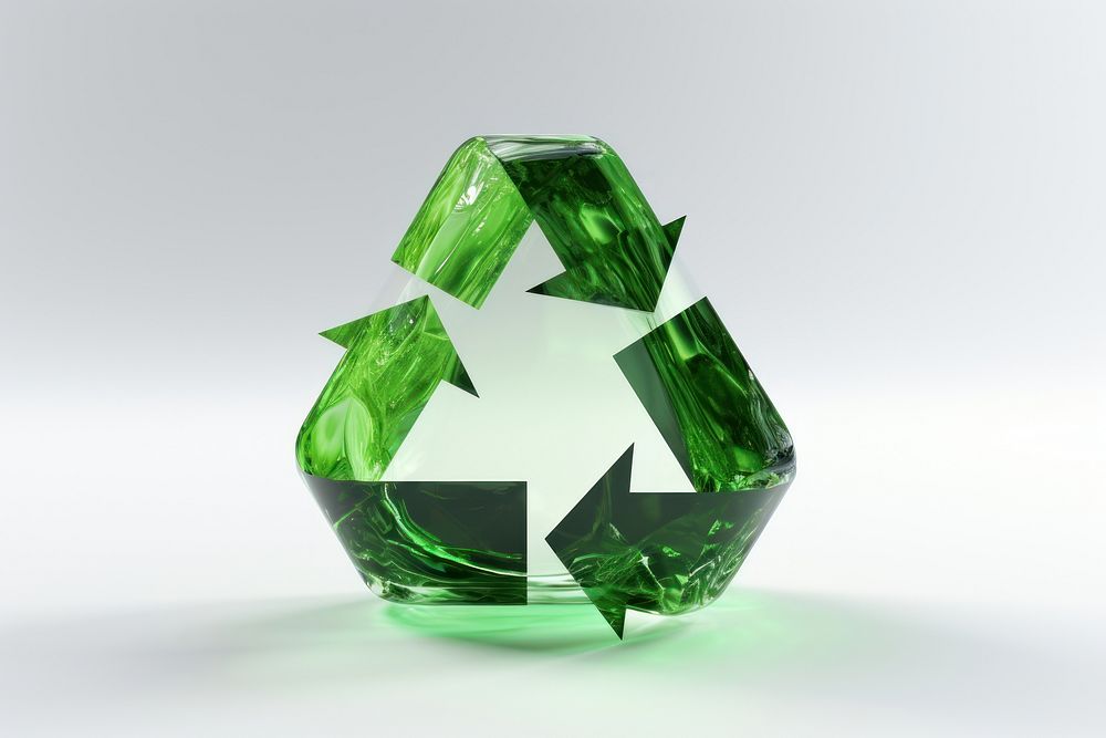 Recycle icon gemstone jewelry green.