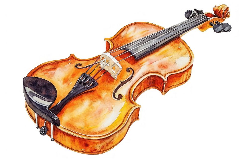 Watercolor illustration violin white background performance creativity.