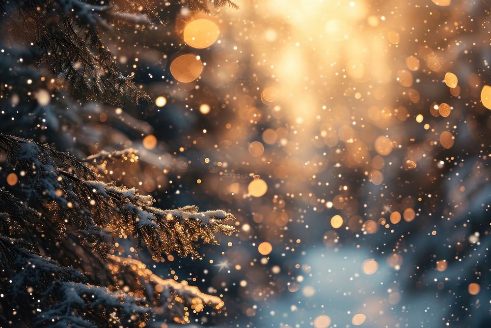 Winter forest in bokeh effect background backgrounds outdoors nature.