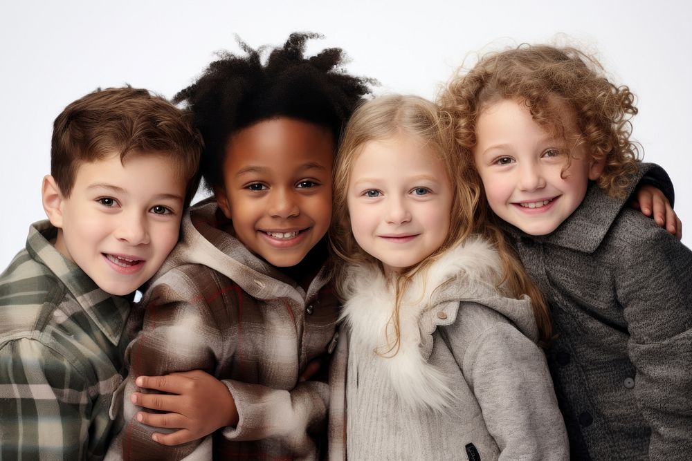 Loving children friend group portrait photo baby.