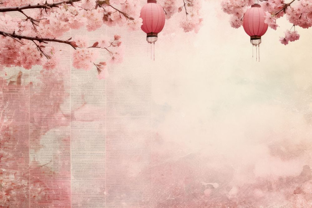 Sakura travel and lantern border backgrounds outdoors blossom.
