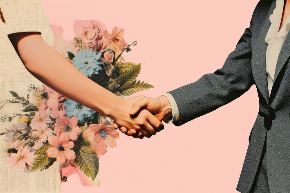 Businesswomen shake hands ephemera wedding adult bride.