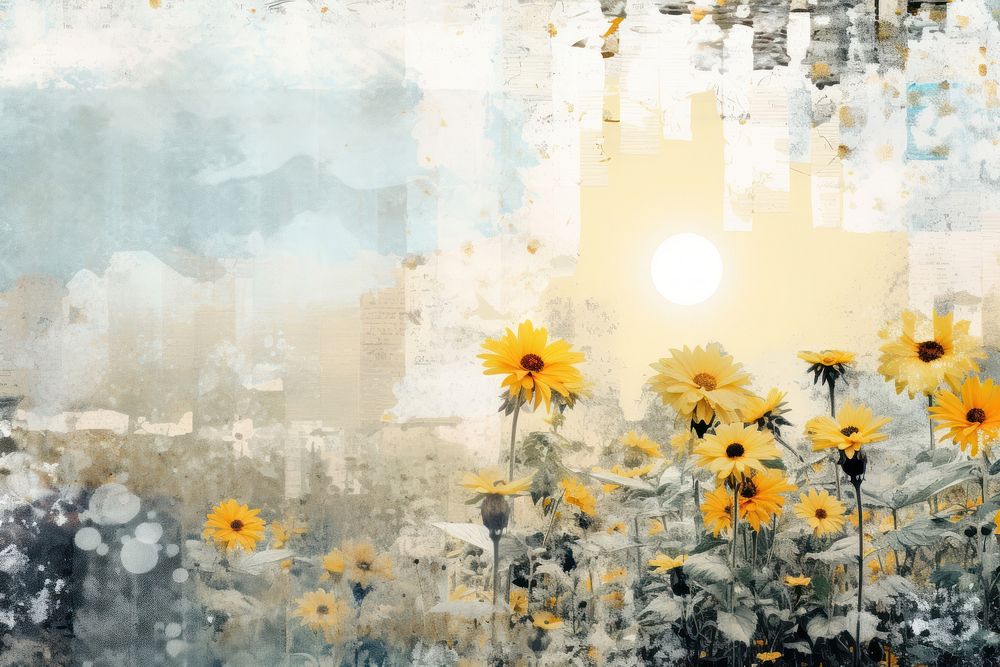 Sunflower with minimal tape landscapes backgrounds outdoors painting.