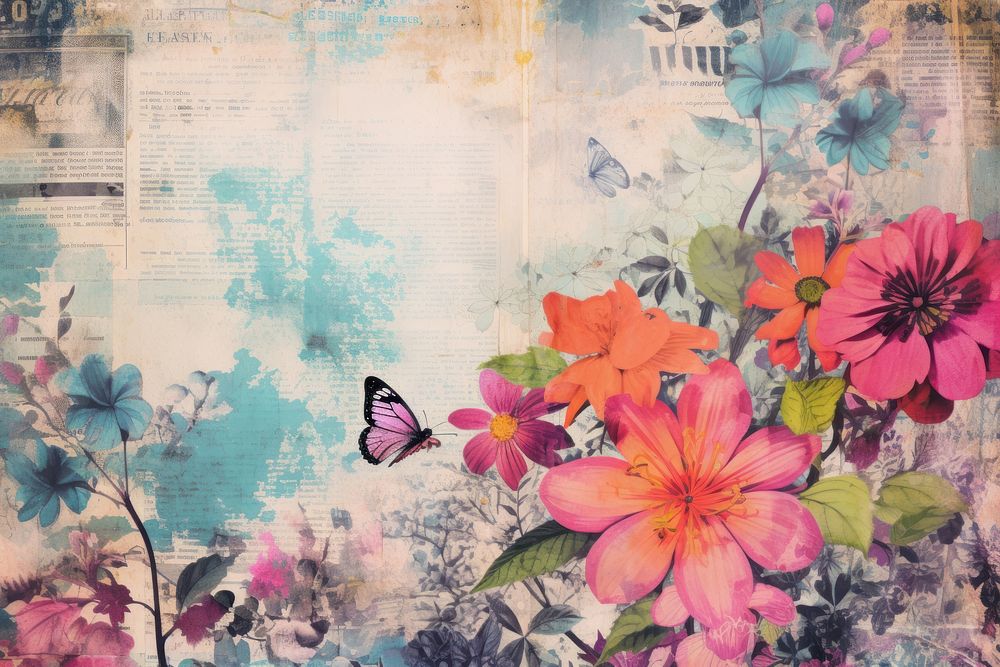 Spring ephemera border backgrounds butterfly painting.