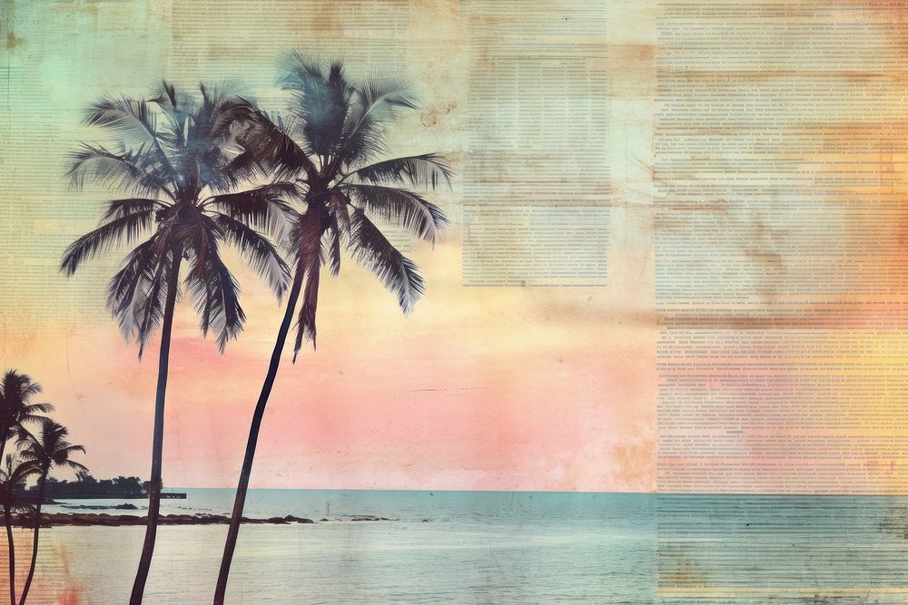 Palm tree at beach landscapes backgrounds outdoors painting.