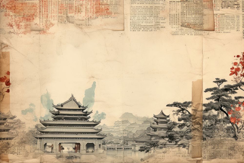 China landmark ephemera border architecture backgrounds temple.
