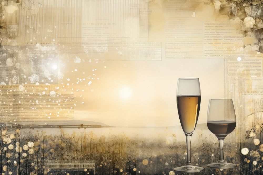 Champagne glass landscapes drink wine refreshment.