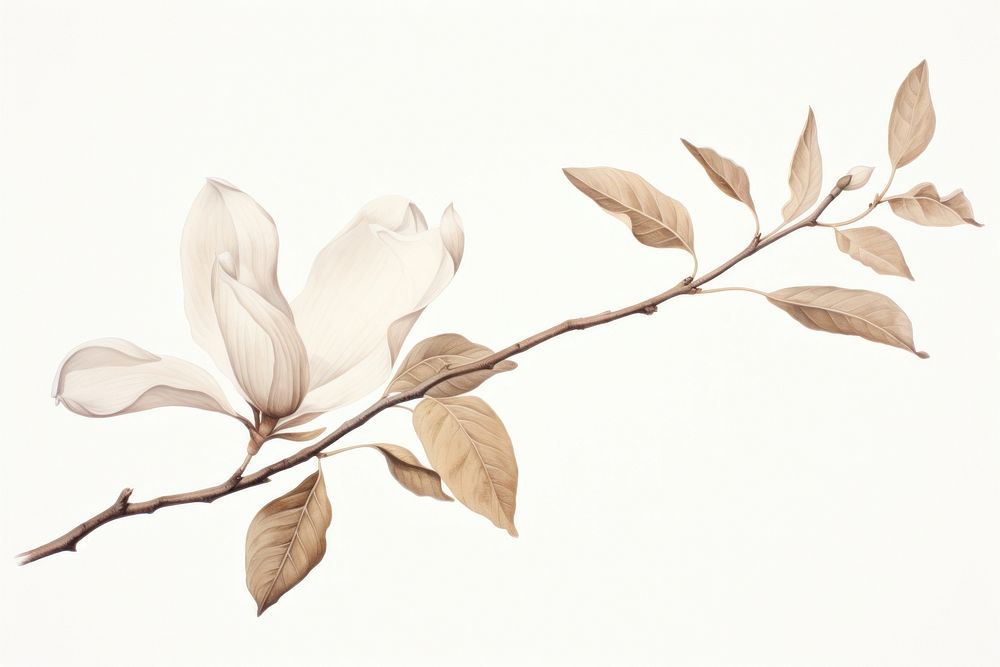Botanical illustration magnolia flower drawing sketch.