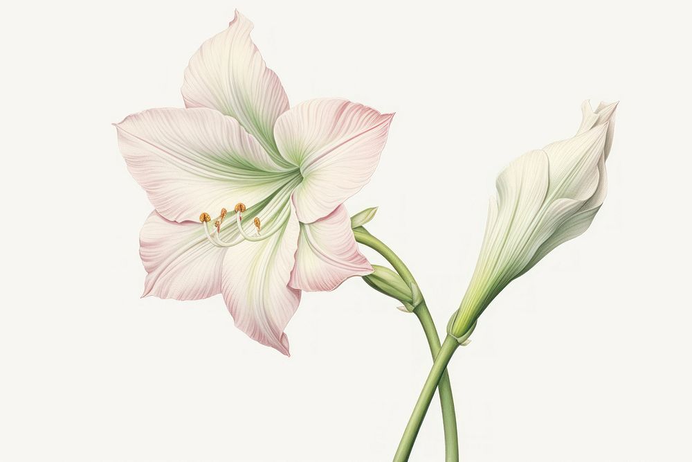 Botanical illustration amaryllis flower plant lily.