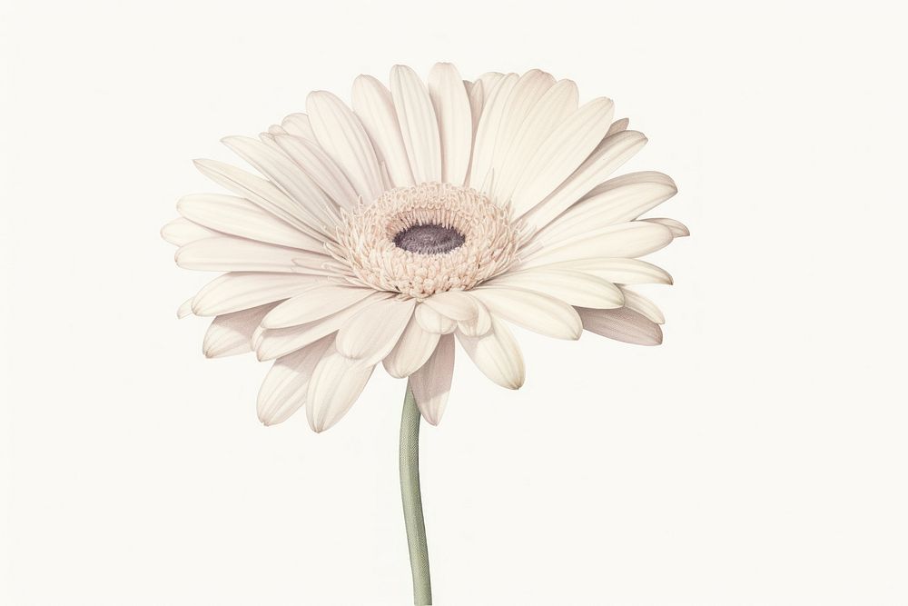 Botanical illustration gerbera flower petal daisy.