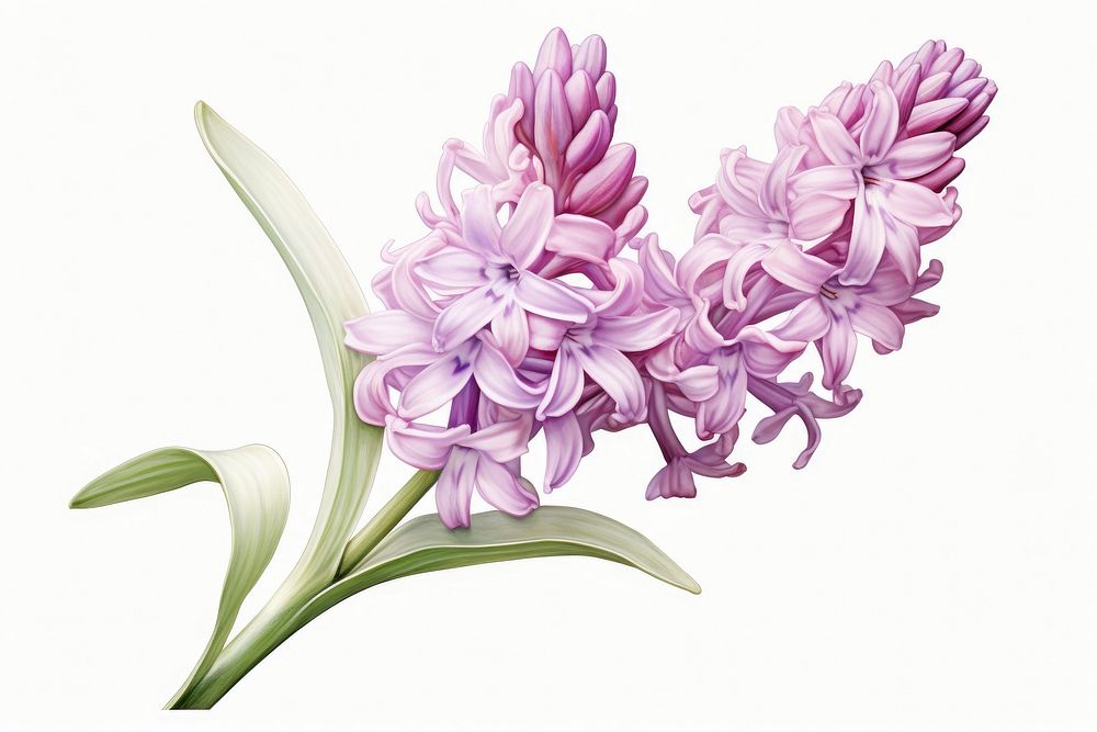Botanical illustration hyacinth flower blossom lilac.