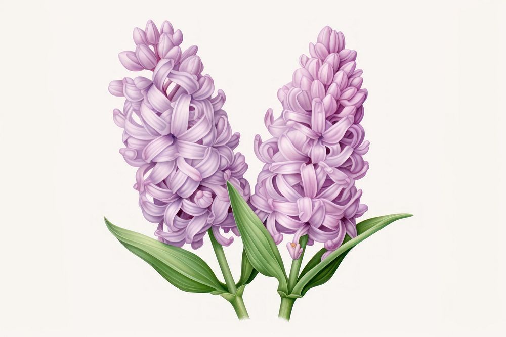 Botanical illustration hyacinth flower lavender blossom.