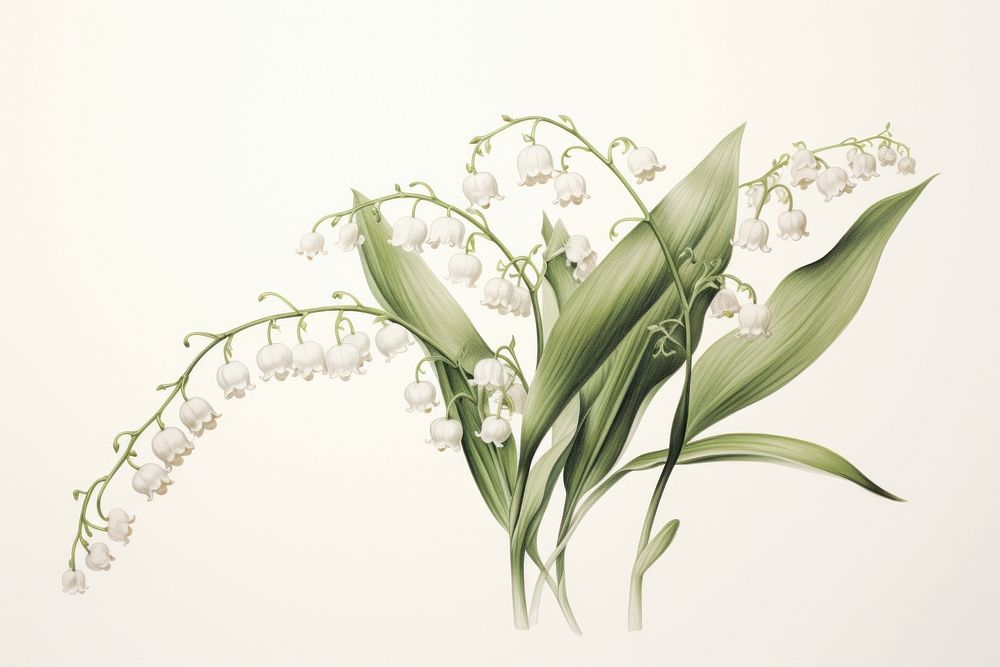 Botanical illustration lily of the valley flower plant amaryllidaceae.
