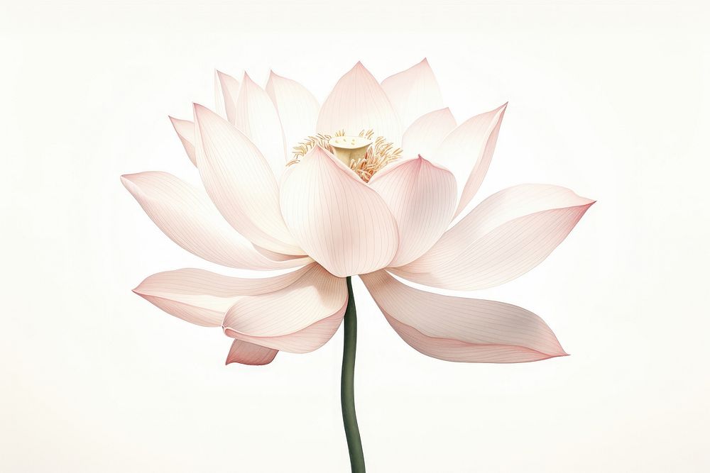 Botanical illustration lotus flower blossom petal.