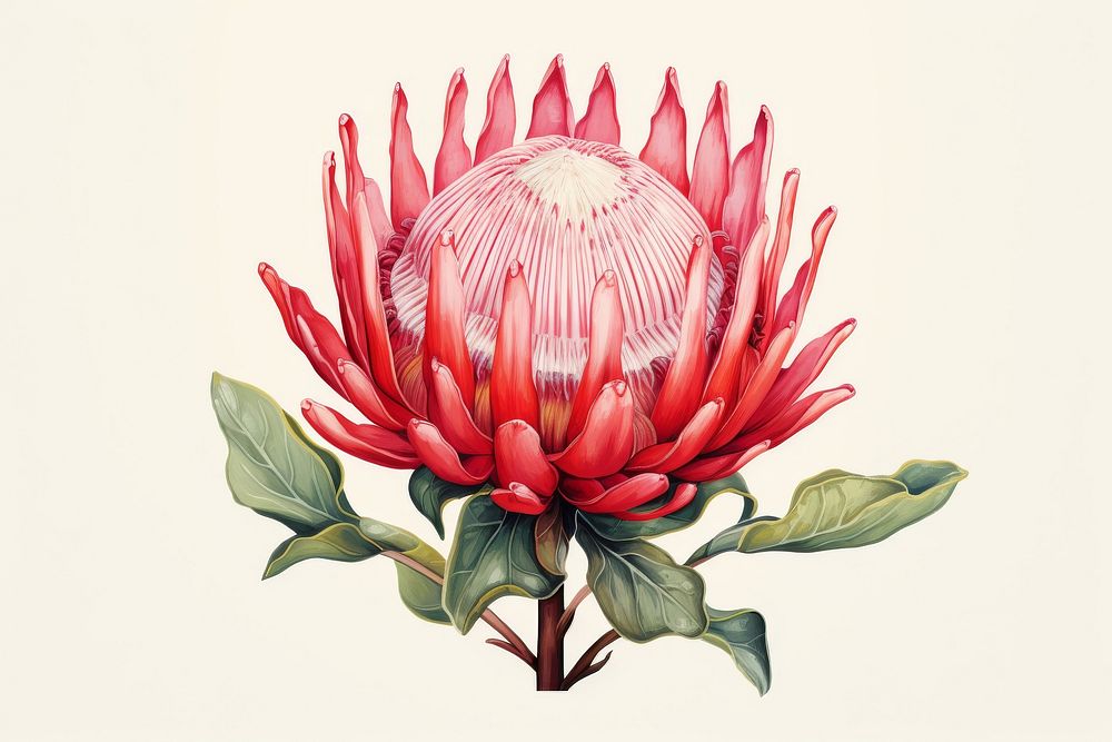 Botanical illustration protea flower plant | Premium Photo Illustration ...