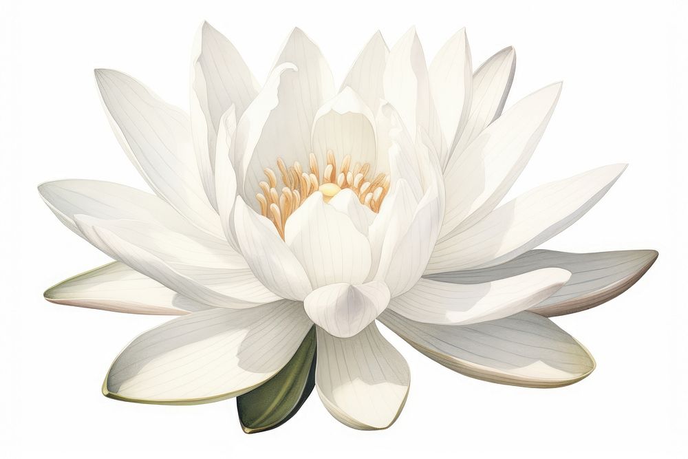 Botanical illustration water lily flower petal plant.