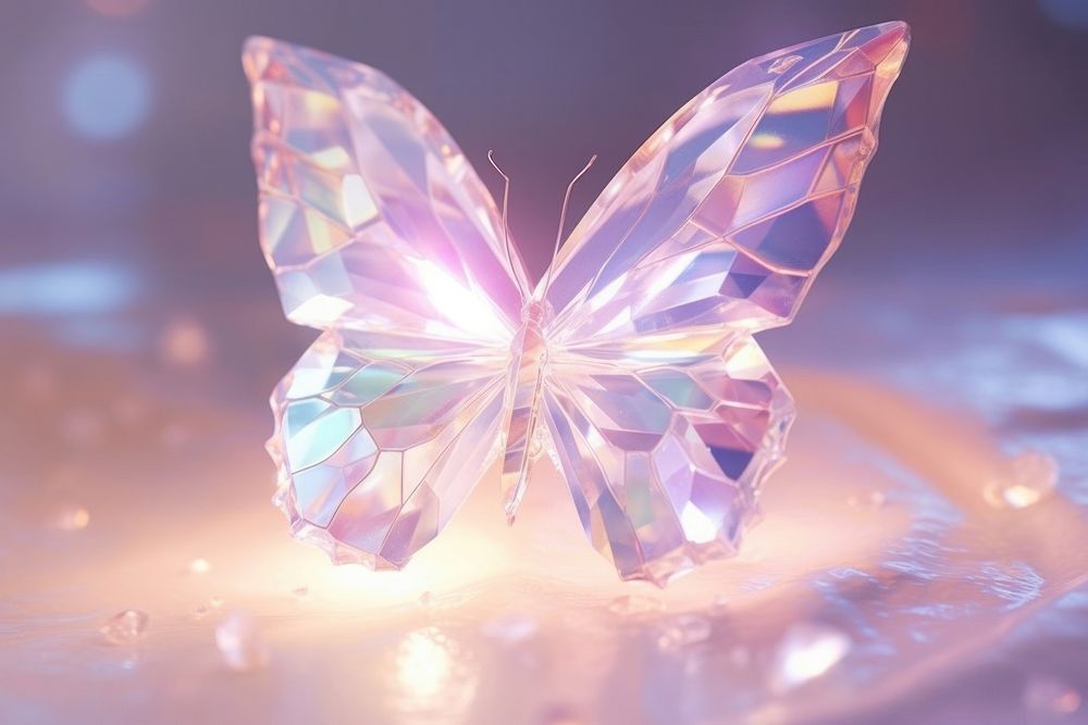 Butterfly Crystal gemstone quartz crystal illuminated celebration.