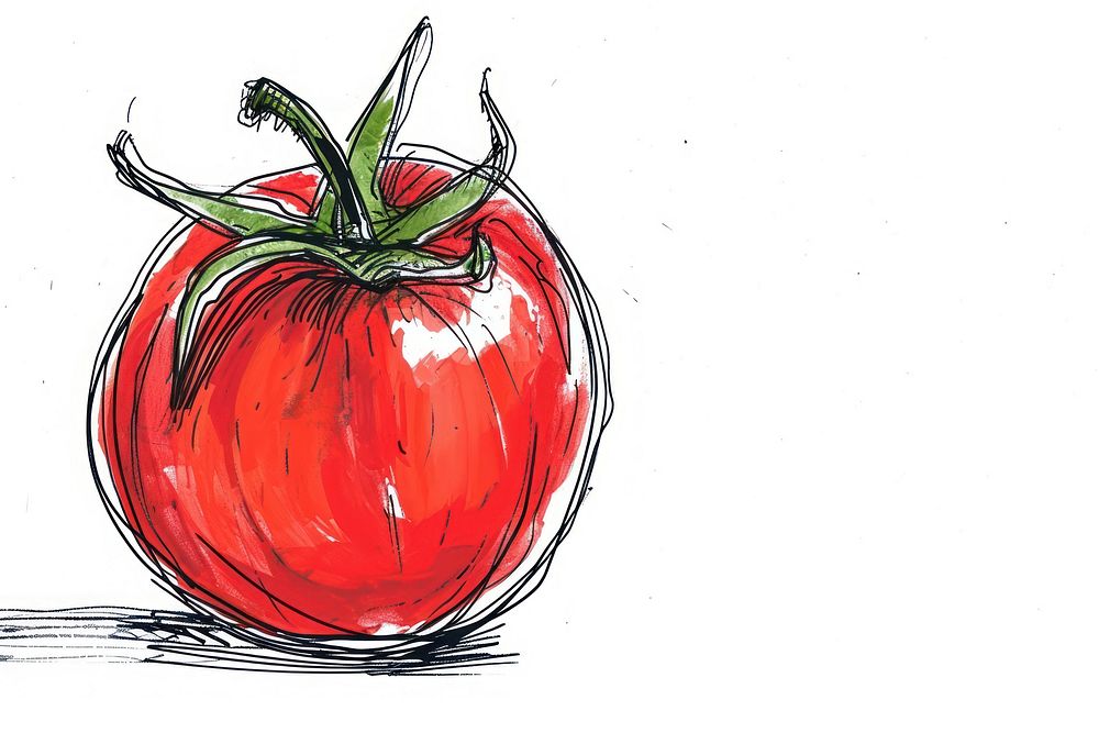 Continuous line drawing tomato vegetable plant food.