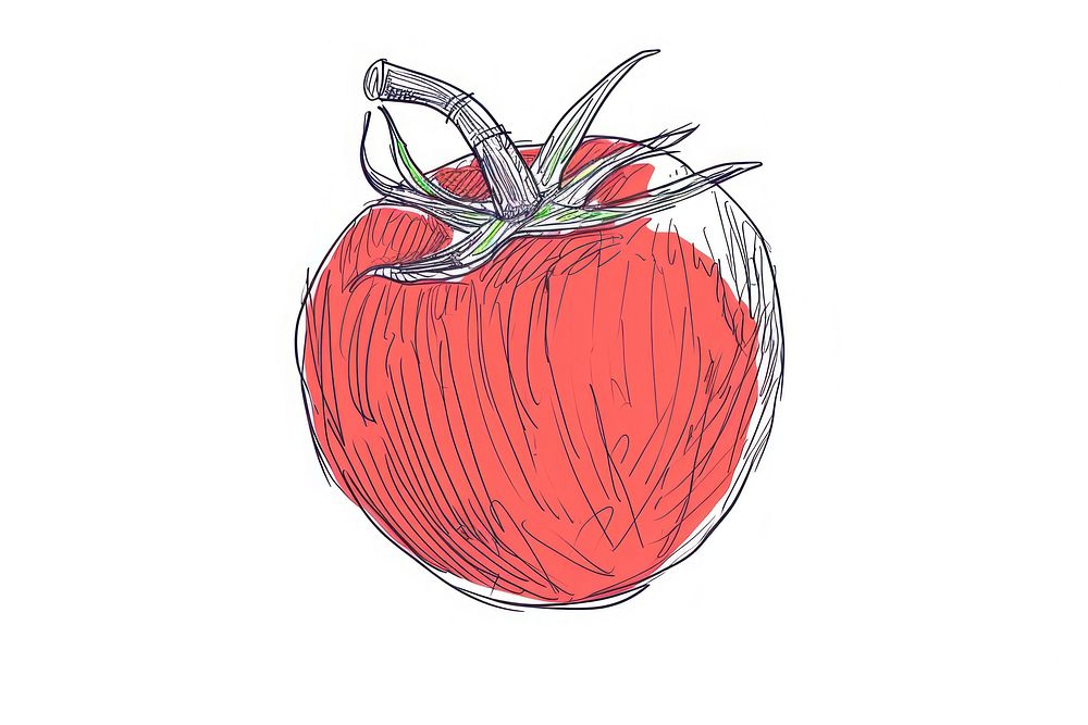 Continuous line drawing tomato vegetable fruit plant.