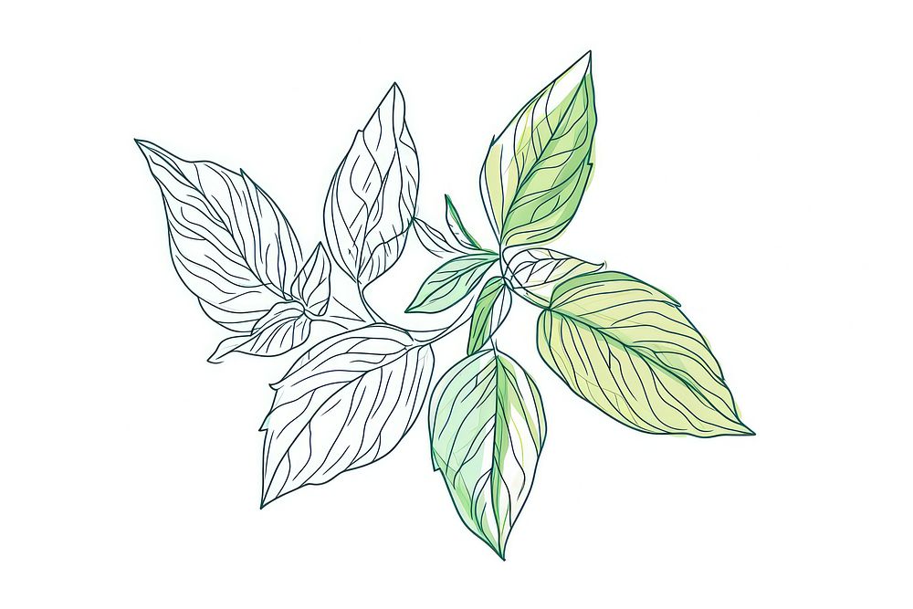 Continuous line drawing basil sketch plant herbs.