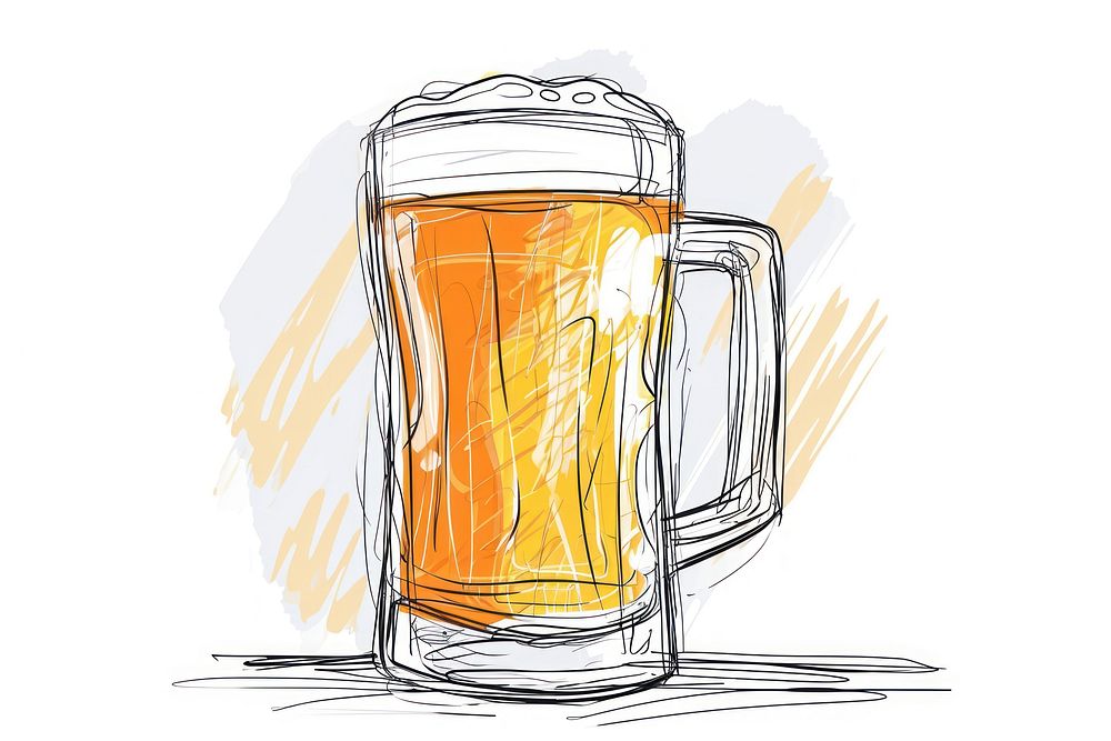 Continuous line drawing beer drink lager glass.