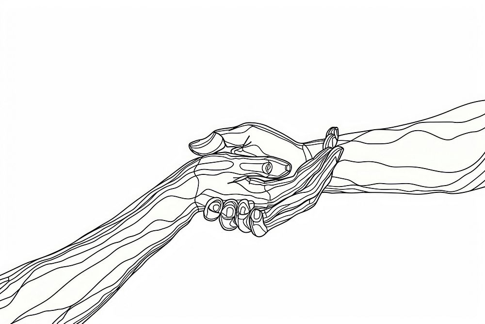 Continuous line drawing holding hand sketch art holding hands.