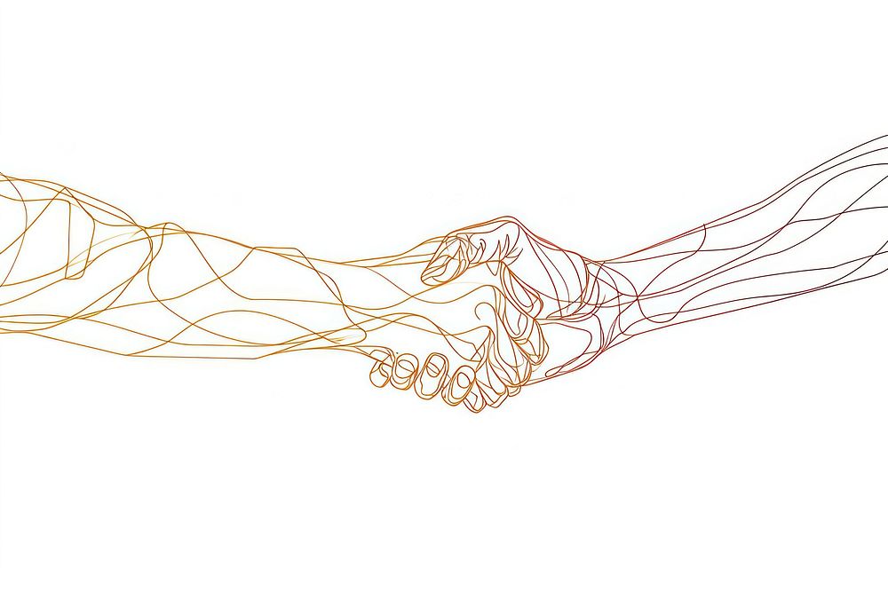 Continuous line drawing holding hands abstract sketch art.