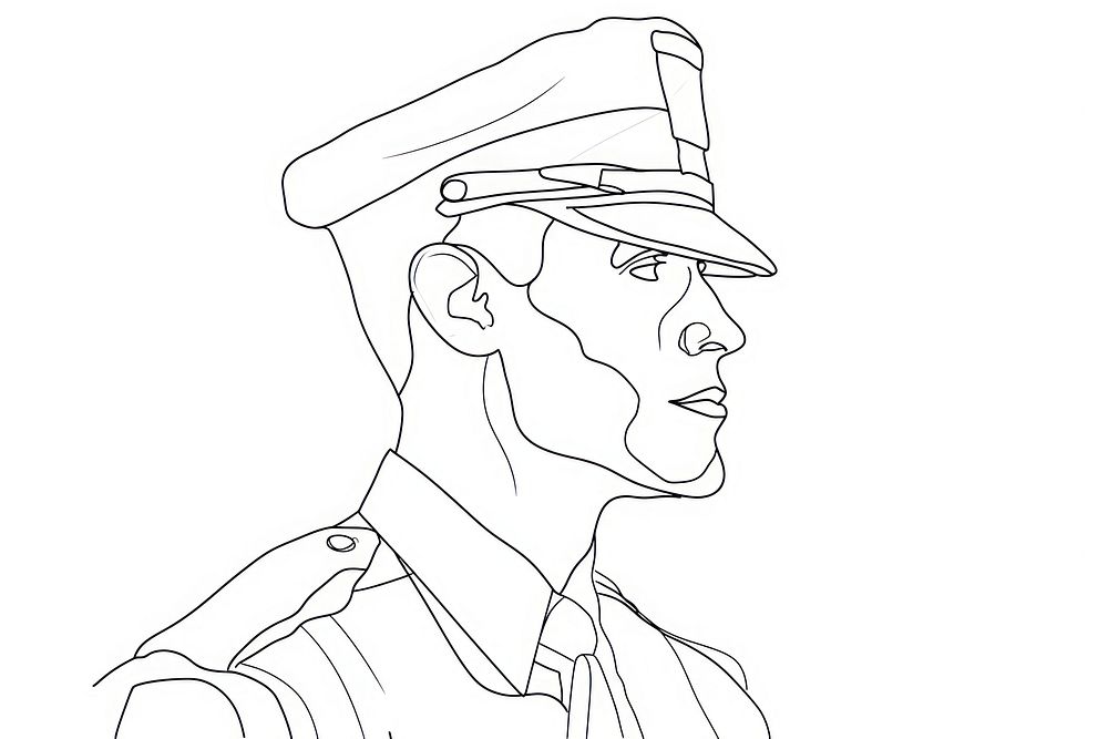 Continuous line drawing policeman sketch art illustrated.