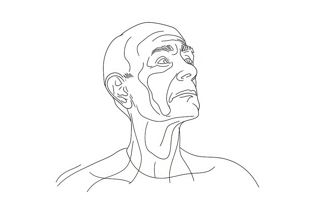 Continuous line drawing senior man sketch art illustrated.