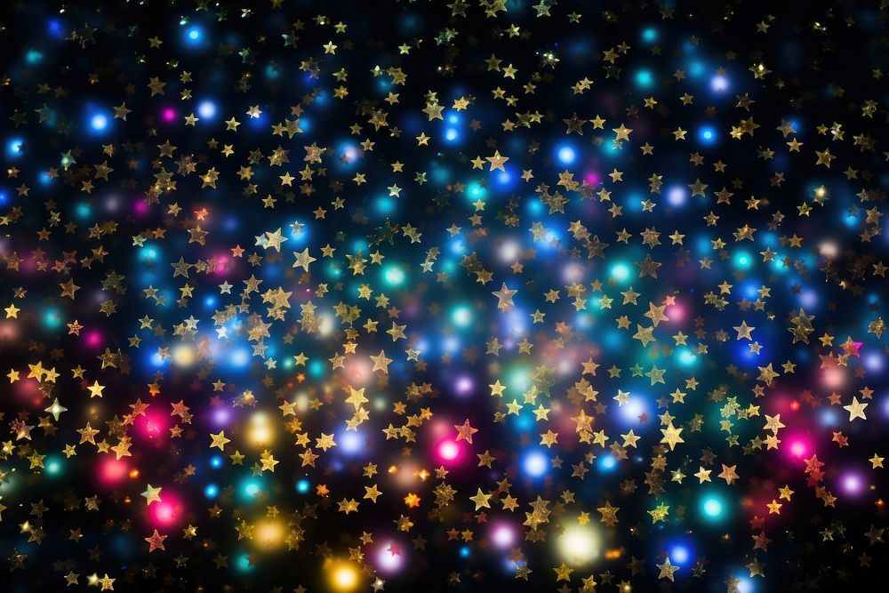 Colorful star shape shape pattern in bokeh effect background light backgrounds outdoors.