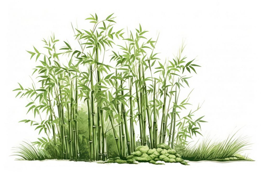 Bamboo tree plant white background tranquility.