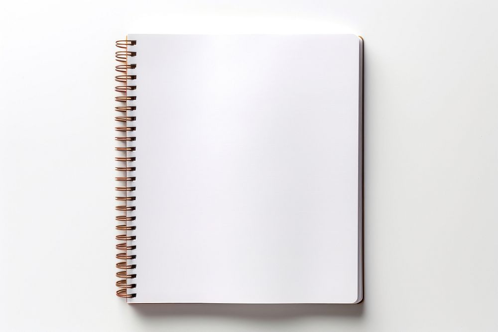 A white open notebook diary page white background.