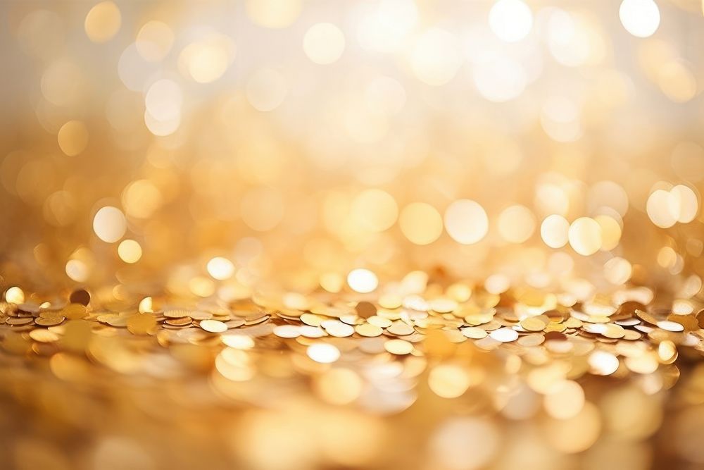 Golden confetti with bokeh effect background backgrounds light illuminated.