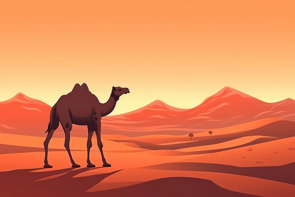 Camel in desert landscape mammal mountain.