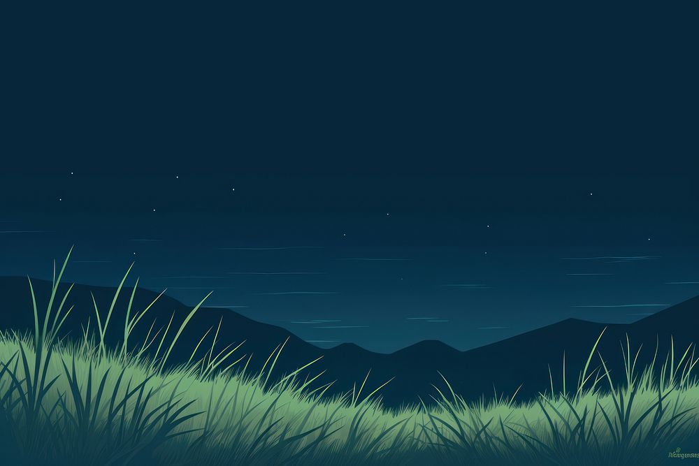 Grass on hill at night landscape outdoors nature.