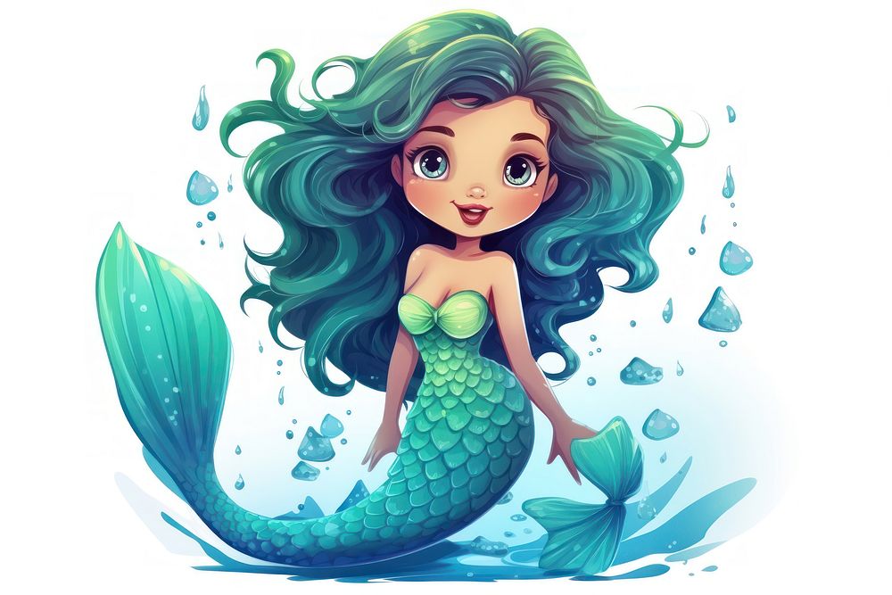 Cute mermaid publication illustrated creativity.