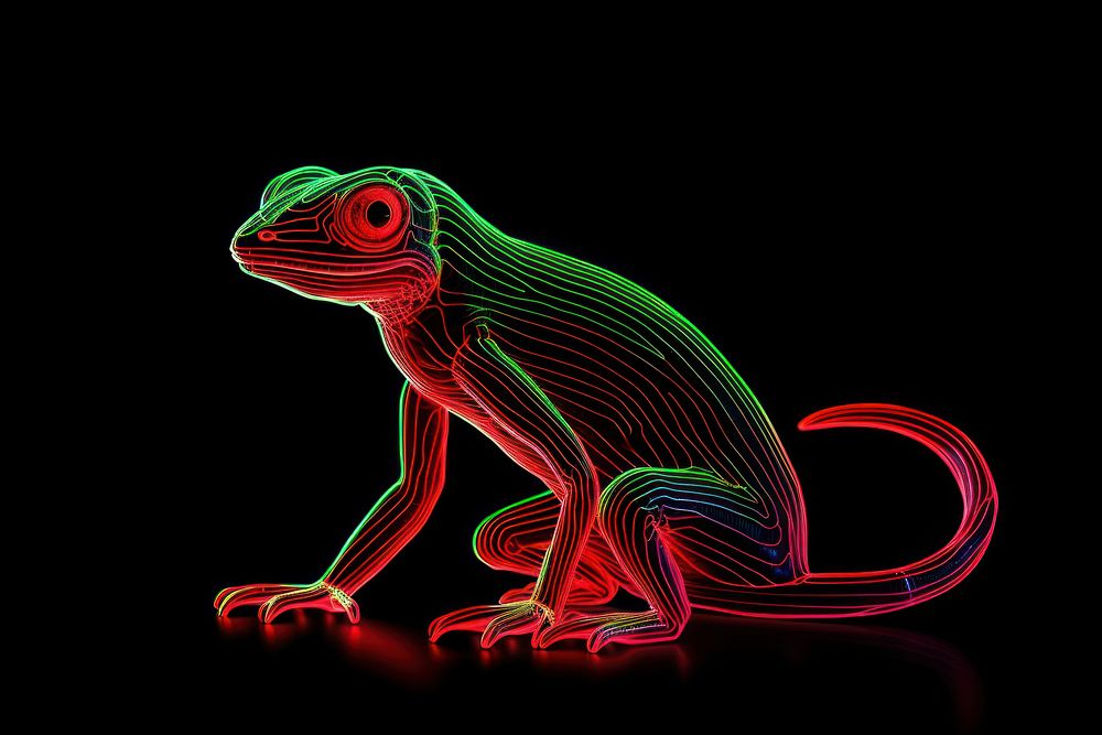 Illustration Lizard Neon rim light lizard reptile animal.
