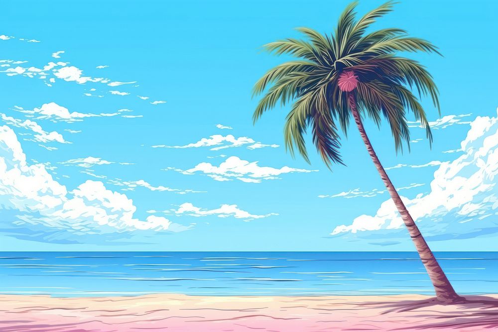 Palm tree on beach backgrounds outdoors nature.