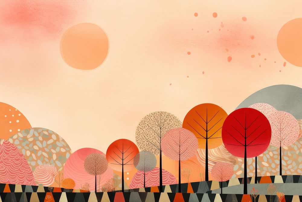 Collage Retro dreamy autumn pattern art outdoors painting.